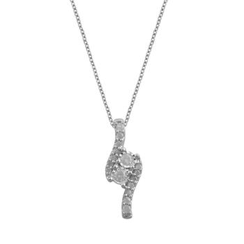 商品Diamond Muse 0.25 cttw White Gold Over Sterling Silver Diamomd Necklace for Women图片