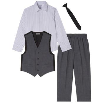 商品Little Boys Bi-Stretch Vest, Pants, Shirt and Tie, 4-Piece Set图片