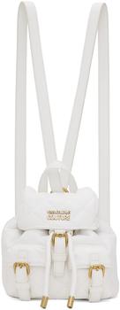 Versace | White Quilted Faux-Leather Backpack商品图片,