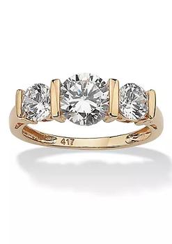 商品Palm Beach Jewelry | 2.50 TCW Round Cubic Zirconia 10k Gold 3-Stone Bridal Engagement Ring,商家Belk,价格¥1820图片
