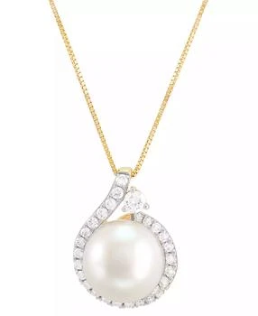 Grown With Love | Cultured Ming Pearl (10mm) & Lab Grown Diamond (3/8 ct. t.w.)  18" Pendant Necklace in 14k Gold,商家Macy's,价格¥5384