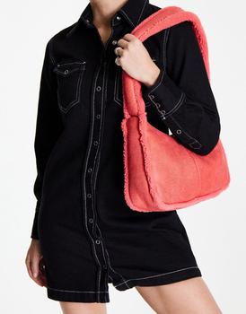 topshop包, Topshop | Topshop shearling mix shoulder in rust商品图片 4.8折