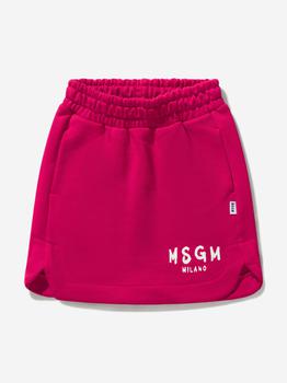 推荐MSGM Fuchsia Girls Cotton Cotton Fleece Logo Skirt商品