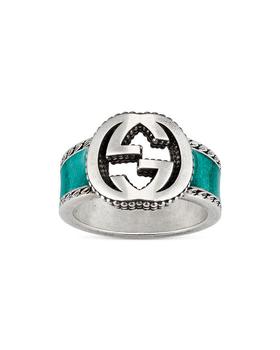商品Gucci | Sterling Silver & Enamel Interlocking G Ring,商家Bloomingdale's,价格¥2583图片