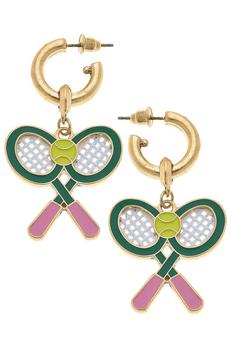 商品Canvas Style | Sloan Tennis Racquet Enamel Drop Hoop Earrings,商家Verishop,价格¥230图片