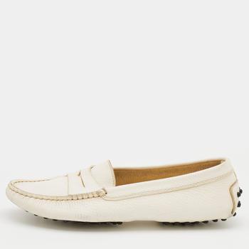 [二手商品] Tod's | Tod's White Leather Penny Slip On Loafers Size 38.5商品图片,5.1折