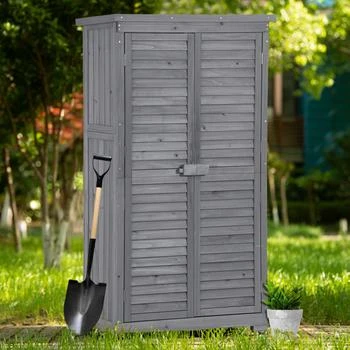 Simplie Fun | Wooden Garden Shed 3tier Patio Storage Cabinet Outdoor Organizer Wooden Lockers,商家Premium Outlets,价格¥2761