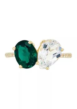 商品Created Emerald and Created White Sapphire Ring in 10K Yellow Gold图片