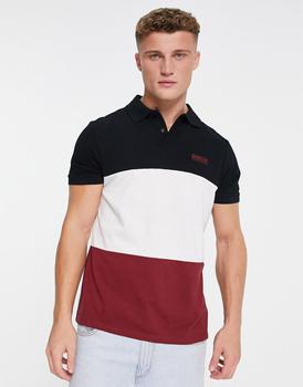 barbour, Barbour International | Barbour Internationa Beam colour block polo shirt in black商品图片 