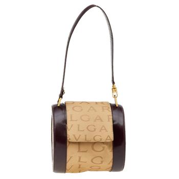 加拿大bvlgari包, [二手商品] BVLGARI | Bvlgari Beige/Brown Canvas And Leather Cylinder Bag商品图片 满1件减$100, 满减