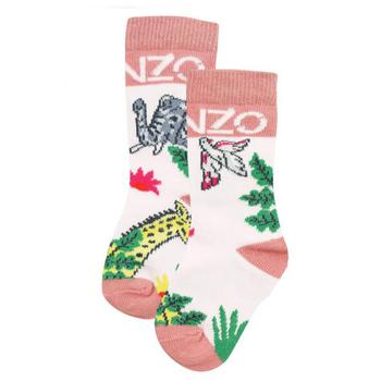 商品Pink & White Jungle Pattern Infant Socks图片