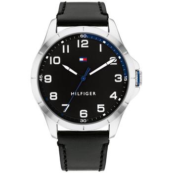 tommy hilfiger手表是什么牌子, Tommy Hilfiger | Men's Black Leather Strap Watch 44mm商品图片 8折×额外8.5折, 额外八五折