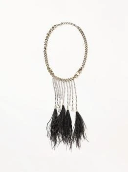 推荐Twinset metal necklace with rhinestones and synthetic feathers商品