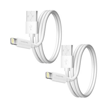 商品Overtime | Apple MFi Certified iPhone 11/XR/SE/10/8 4ft Charging Cable | USB to Lightning Cable for iPhone - White (2-Pack),商家Macy's,价格¥144图片