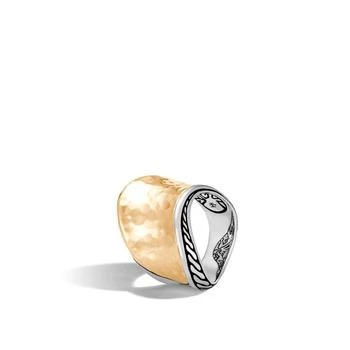 Classic Chain Wave Saddle Ring, Silver and Hammered 18K Gold