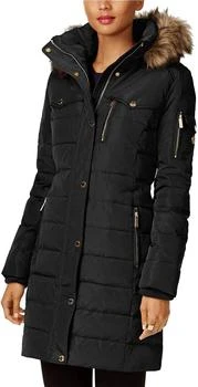 推荐Faux Fur Trim Down Puffer Coat in Black商品