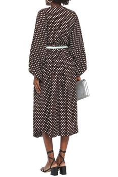 推荐Belted polka-dot silk-crepe midi dress商品