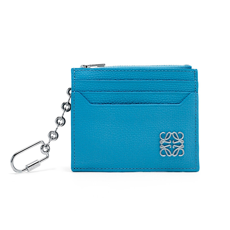 罗意威短袖衣服, Loewe | LOEWE/罗意威 22新款 女士湖蓝色鹅卵石纹牛皮革徽标扣方形链条硬币卡片包C821R89X01-5183商品图片 额外9.5折, 包邮包税, 额外九五折