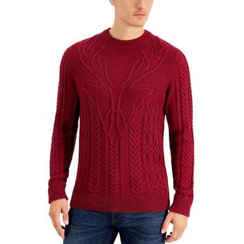 推荐Club Room Mens Cottage Core TB Cable Knit Pullover Crewneck Sweater商品