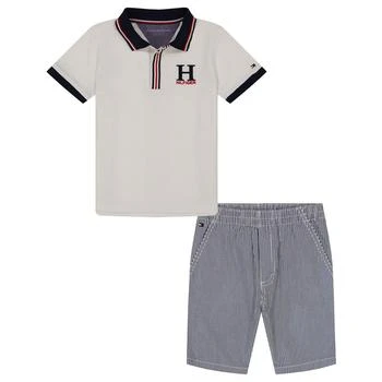 Tommy Hilfiger | Baby Boys Tipped H Polo Shirt and Vertical Stripe Shorts, 2 Piece Set,商家Macy's,价格¥412