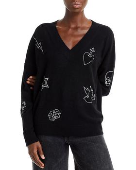 AQUA | Graphic Intarsia Cashmere Sweater - 100% Exclusive商品图片,7折