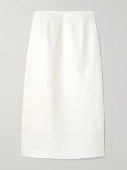 SIR. | Alessandra 刺绣亚麻中长半身裙,商家NET-A-PORTER,价格¥2772