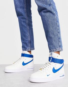 推荐Nike Air Force 1 Hi SE 40th anniversary trainers in white and blue jay商品
