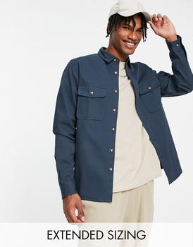 ASOS | ASOS DESIGN cotton shacket in navy商品图片,