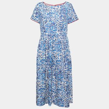 max mara weekend好用吗, [二手商品] Weekend Max Mara | Weekend Max Mara Blue Floral  Printed Cotton Filato Midi Dress L商品图片 9.5折