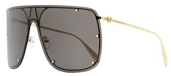 Alexander McQueen | Alexander McQueen Unisex Mask Sunglasses AM0313S 001 Gold 99mm商品图片,6.5折