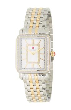 Michele | Women's Deco II Mid Two-Tone 18K Gold Diamond Watch, 26mm - 0.45 ctw商品图片,5.8折
