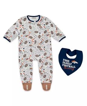 WEAR by Erin Andrews | Baby Boys and Girls Newborn 2-Piece Denver Broncos Sleep and Play Full-Zip Sleeper Bib Set,商家Macy's,价格¥257
