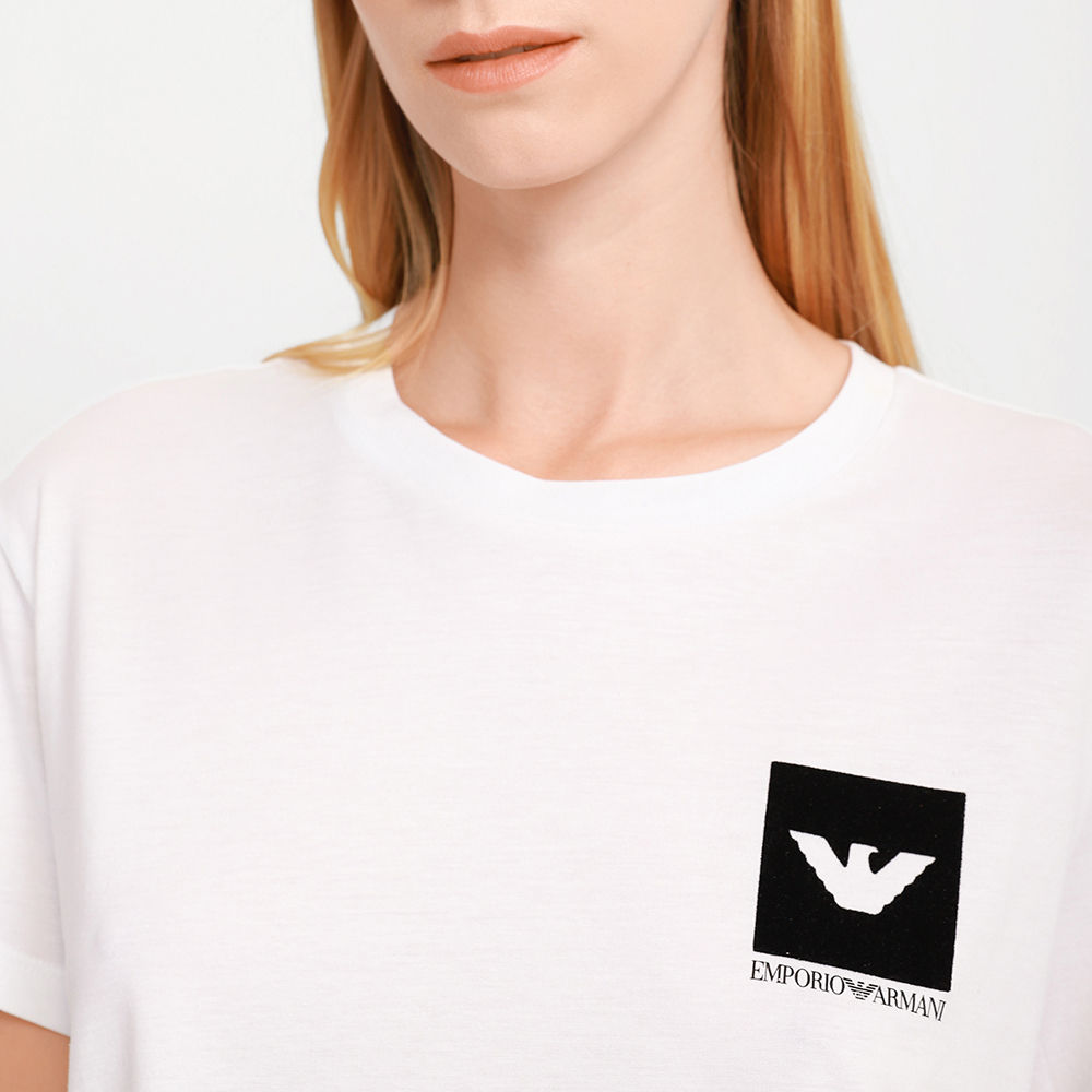 女士始祖鸟短袖, Emporio Armani | EMPORIO ARMANI 女士白色棉质胸前印有徽标圆领短袖T恤 6K2T7U-2JSYZ-0100商品图片 独家减免邮费