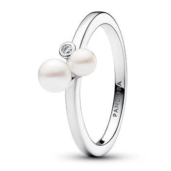 PANDORA | Sterling Silver Timeless Duo Treated Freshwater Cultured Pearls Ring,商家Macy's,价格¥707