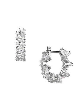 施华洛世奇耳环是什么牌子, Swarovski | Millenia Rhodium-Plated Triangle-Cut Crystal Small Hoop Earrings商品图片 