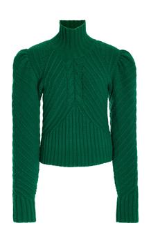 推荐Zimmermann - Women's Cashmere-Blend Mock-Neck Sweater - Green - Moda Operandi商品