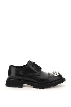 推荐Alexander mcqueen leather lace-up shoes with studded toe-cap商品