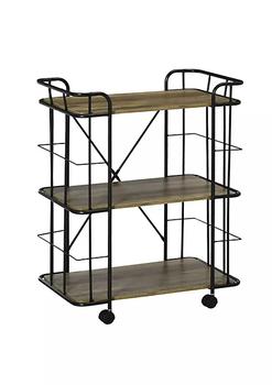 商品25" Rolling Kitchen Cart Kitchen Storage Trolley with 3 Shelves for Dining Room Laundry Room and Bathroom Natural图片