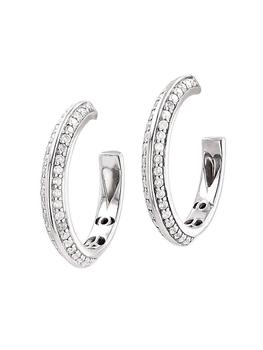 商品Sterling Silver & 0.6 TCW Diamond Knife-Edge Hoop Earrings图片
