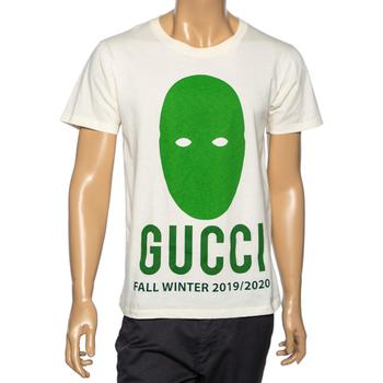推荐Gucci Cream Cotton Manifesto Mask Printed Crew Neck T-Shirt XS商品