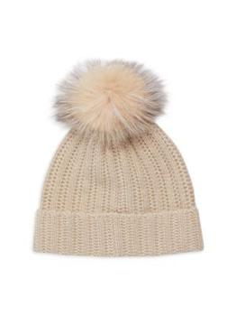 推荐Fox Fur Pom-Pom Cashmere Beanie商品