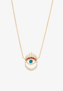 Falamank | Written In The Stars Collection Serene Night - Moon Evil Eye Diamond Necklace in 18-karat Yellow Gold,商家Thahab,价格¥14894