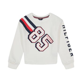 Tommy Hilfiger | Little Girls Long Sleeves Classic Logo Fleece Crew-Neck Pullover Sweatshirt商品图片,独家减免邮费