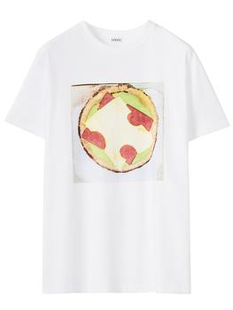 罗意威t恤黑色好用吗, Loewe | Pizza Graphic T-shirt White商品图片 7折