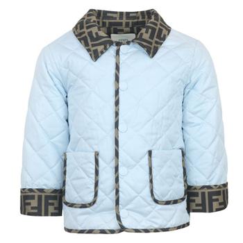 商品Blue Quilted Logo Trim Jacket,商家Designer Childrenswear,价格¥1621图片