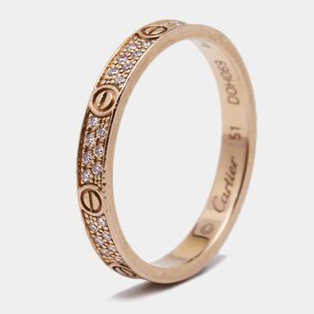 美国卡地亚戒指, [二手商品] Cartier | Cartier Love Diamonds 18k Rose Gold Small Model Band Ring Size 51商品图片 7.7折, 满1件减$100, 满减