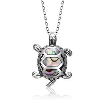 商品Ga Sterling Silver With Rhodium Plated Turtle Pendant Necklace图片