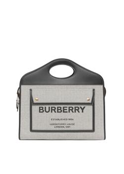 美国burberry tote, Burberry | Medium two-tone canvas and leather pocket tote商品图片 