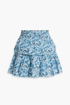 推荐Tiered ruffled floral-print cotton mini skirt商品