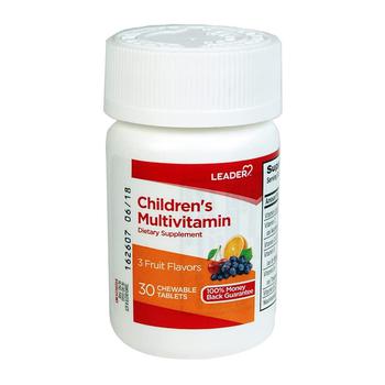 推荐Leader Children's Multivitamin Chewables Tablets, 3 Fruit Flavors, 30 Ea商品